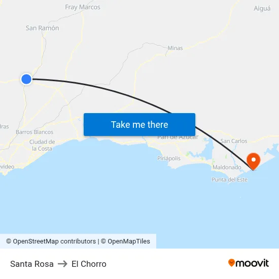 Santa Rosa to El Chorro map