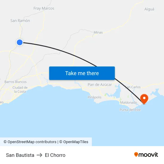 San Bautista to El Chorro map