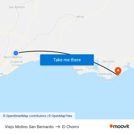 Viejo Molino San Bernardo to El Chorro map