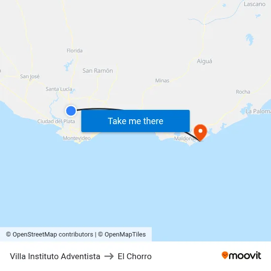 Villa Instituto Adventista to El Chorro map