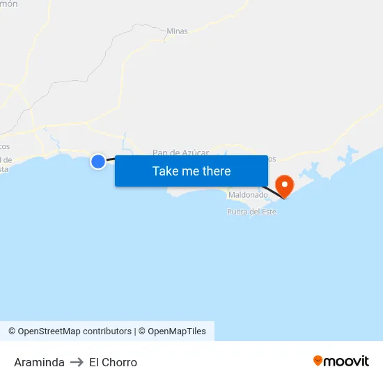 Araminda to El Chorro map