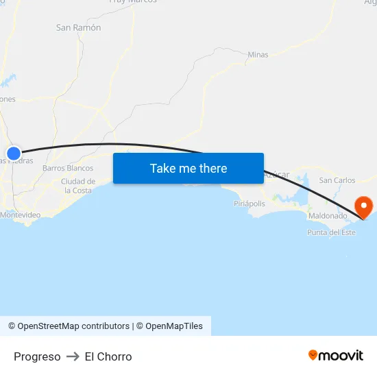 Progreso to El Chorro map