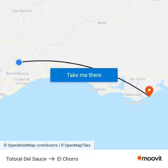 Totoral Del Sauce to El Chorro map