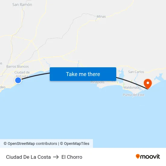 Ciudad De La Costa to El Chorro map