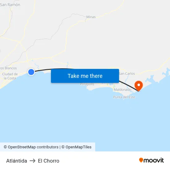 Atlántida to El Chorro map