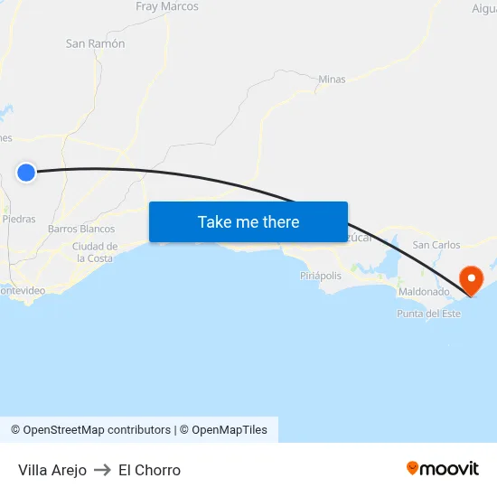 Villa Arejo to El Chorro map