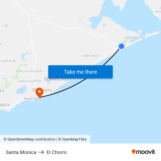 Santa Mónica to El Chorro map