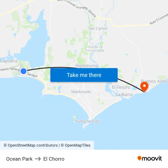 Ocean Park to El Chorro map