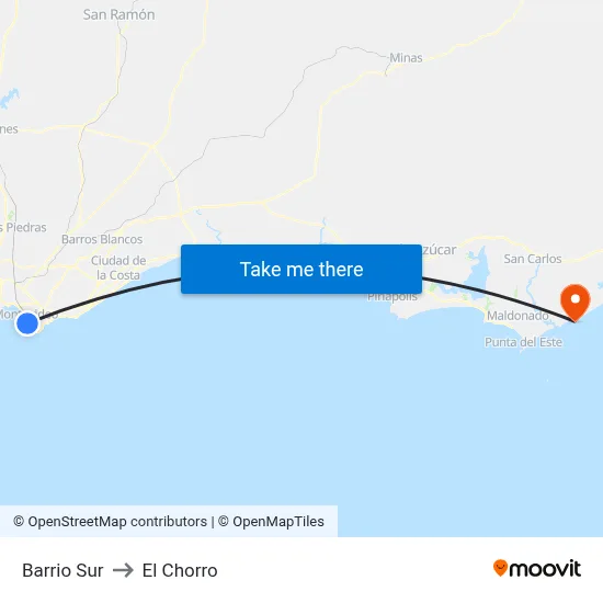 Barrio Sur to El Chorro map