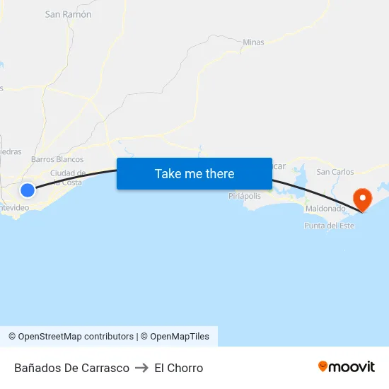 Bañados De Carrasco to El Chorro map