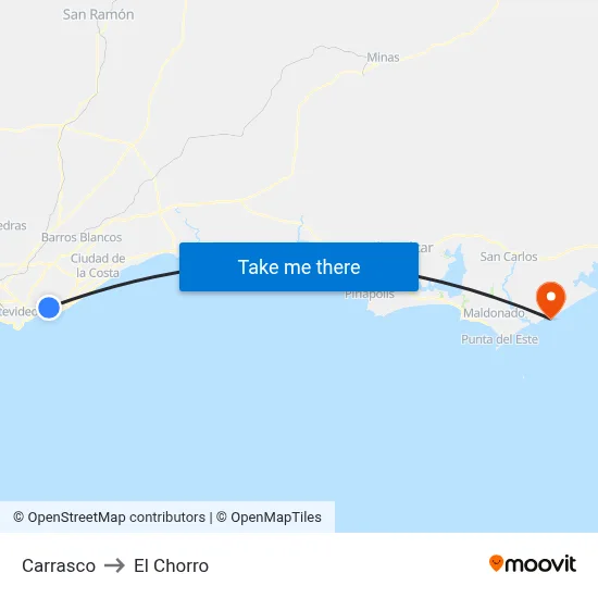 Carrasco to El Chorro map
