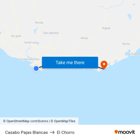 Casabo Pajas Blancas to El Chorro map