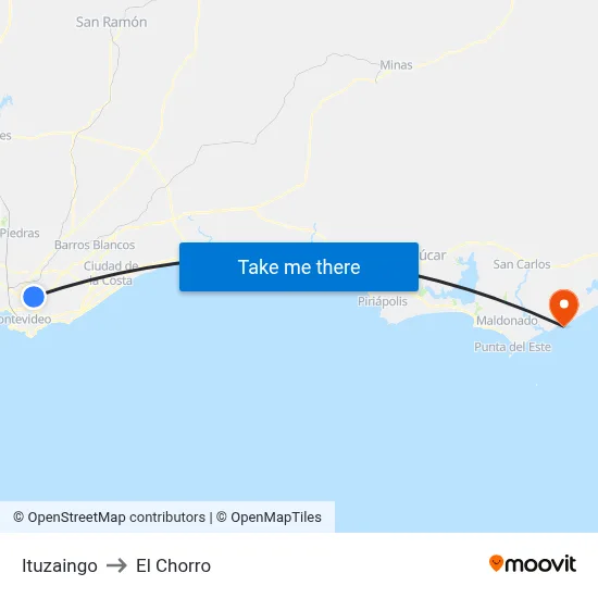 Ituzaingo to El Chorro map