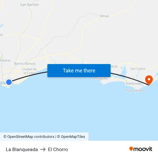 La Blanqueada to El Chorro map