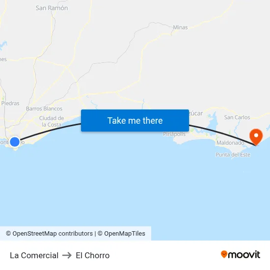 La Comercial to El Chorro map