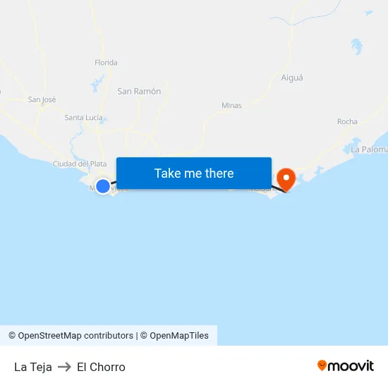 La Teja to El Chorro map