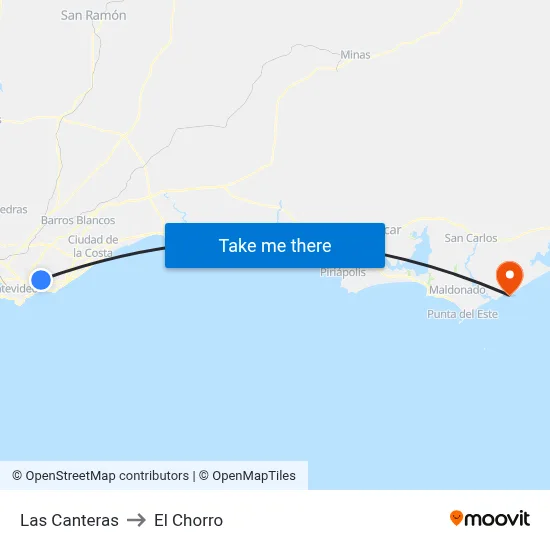 Las Canteras to El Chorro map