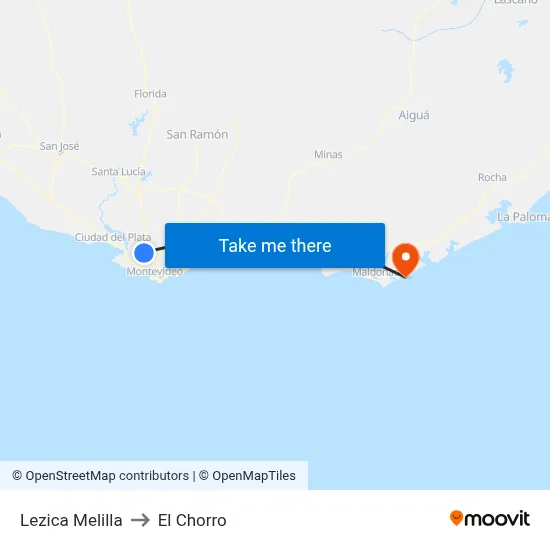 Lezica Melilla to El Chorro map
