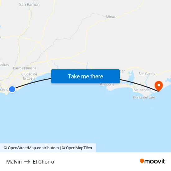 Malvin to El Chorro map