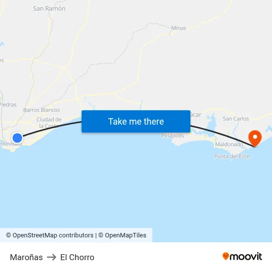 Maroñas to El Chorro map