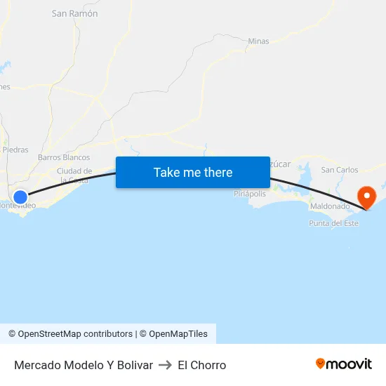 Mercado Modelo Y Bolivar to El Chorro map