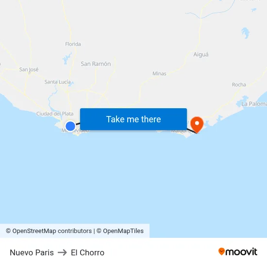 Nuevo Paris to El Chorro map