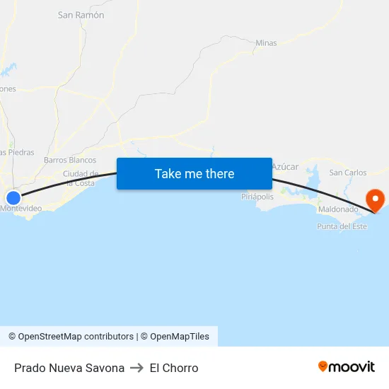 Prado Nueva Savona to El Chorro map