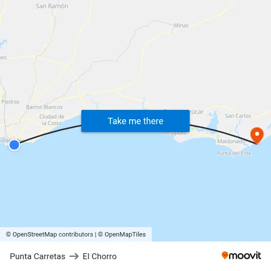 Punta Carretas to El Chorro map