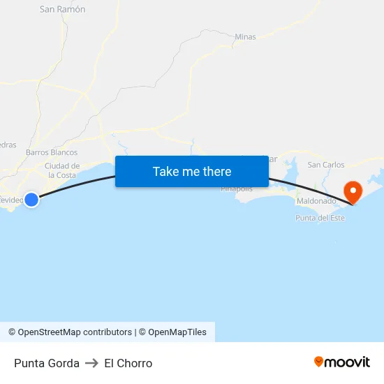 Punta Gorda to El Chorro map