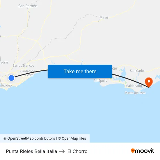 Punta Rieles Bella Italia to El Chorro map
