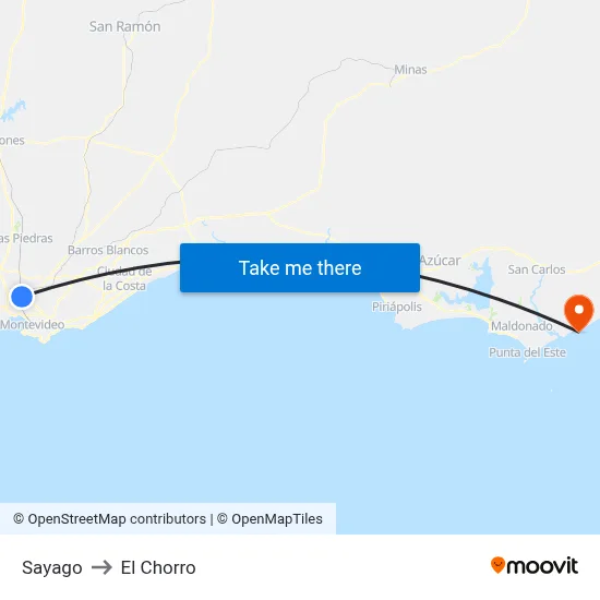 Sayago to El Chorro map