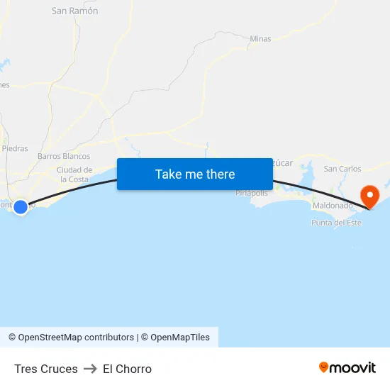 Tres Cruces to El Chorro map