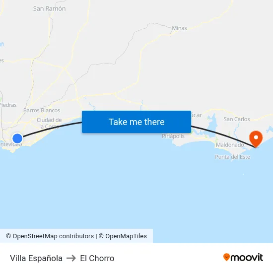 Villa Española to El Chorro map