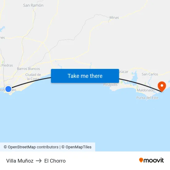 Villa Muñoz to El Chorro map
