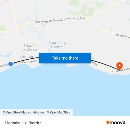 Marindia to Biarritz map