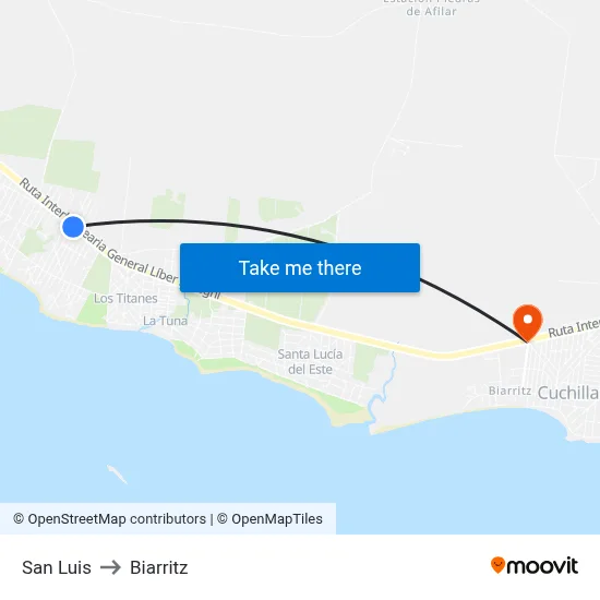 San Luis to Biarritz map