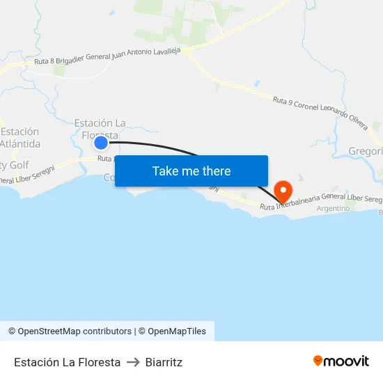 Estación La Floresta to Biarritz map