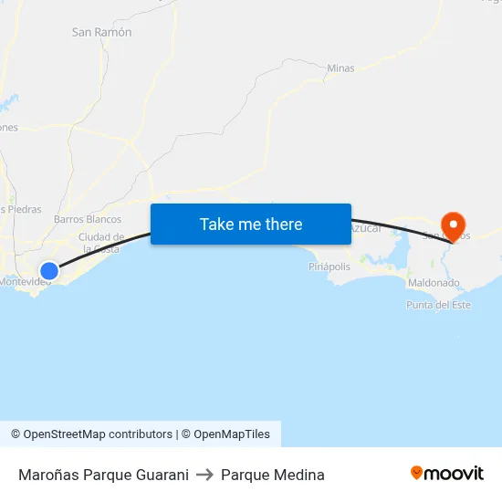 Maroñas Parque Guarani to Parque Medina map