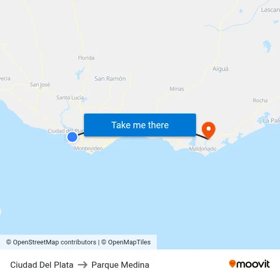 Ciudad Del Plata to Parque Medina map