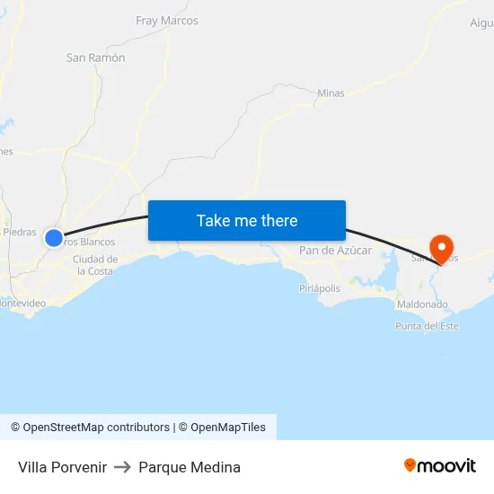 Villa Porvenir to Parque Medina map