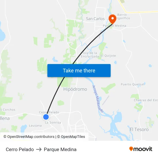 Cerro Pelado to Parque Medina map