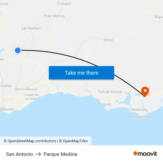 San Antonio to Parque Medina map