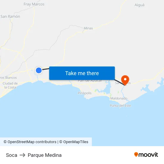 Soca to Parque Medina map