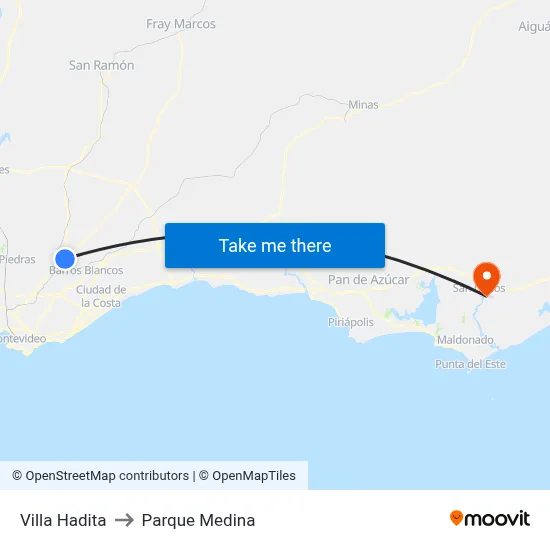 Villa Hadita to Parque Medina map