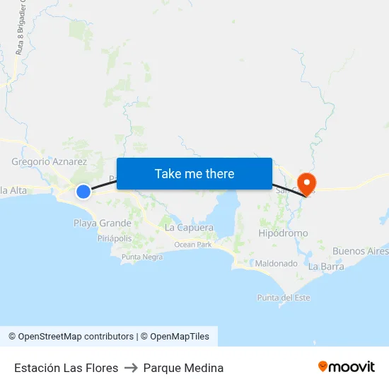 Estación Las Flores to Parque Medina map