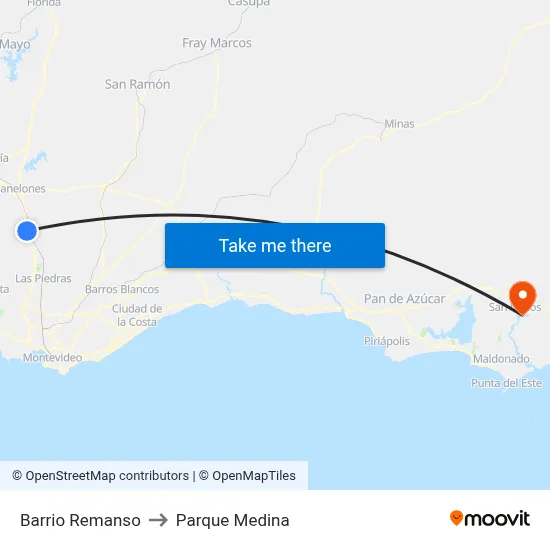 Barrio Remanso to Parque Medina map