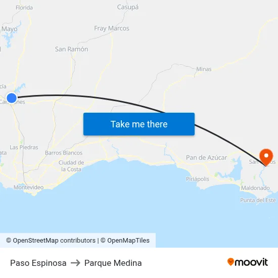 Paso Espinosa to Parque Medina map