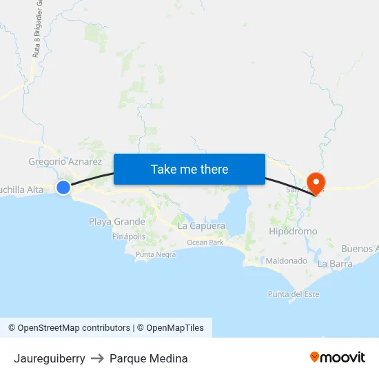 Jaureguiberry to Parque Medina map
