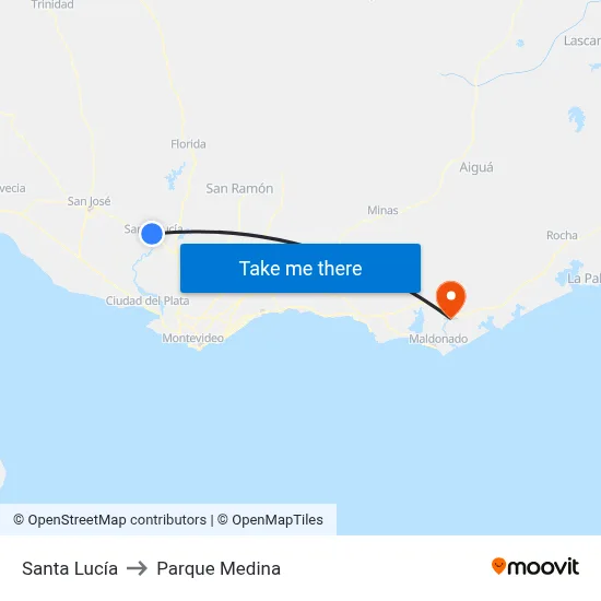 Santa Lucía to Parque Medina map