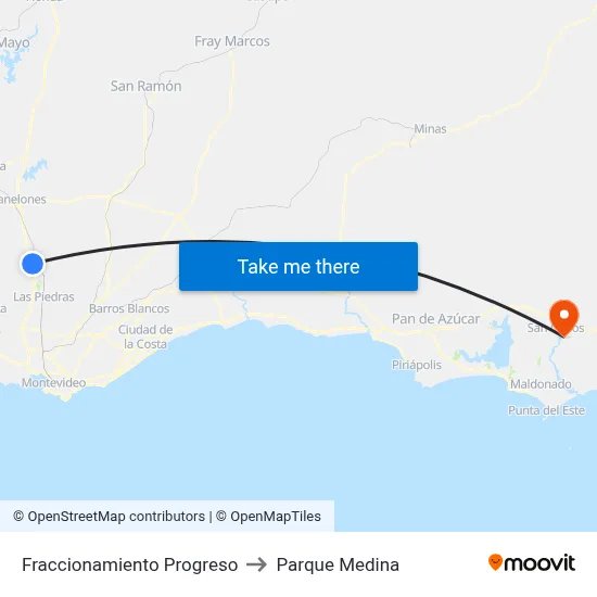 Fraccionamiento Progreso to Parque Medina map